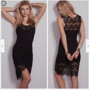 NWOT Intimately Free People Black Peakaboo Scalloped Lace Dress Sz M